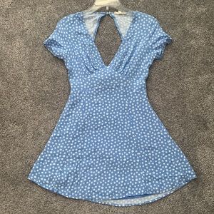LA Hearts Blue Floral Print Short Sleeve Dress.